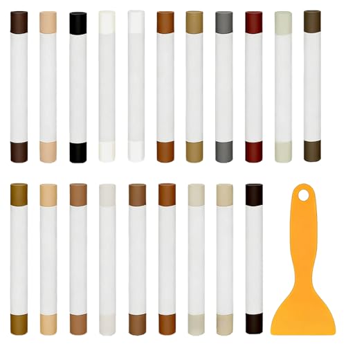 Laminat Reparaturset 20 Farben, Holz Parkett Reparaturset Hartwachs Reparaturset Möbelreparatur Wachsmalstifte für Möbel Arbeitsplatten Repariert Kratzer Löcher Risse Dellen in Möbeln Böden