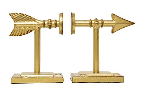 Creative Co-Op Decorative Cast Metal Arrow Bookends, Gold, Set of 2 Pieces by Creative Co-Op - Used condition - US$18.76