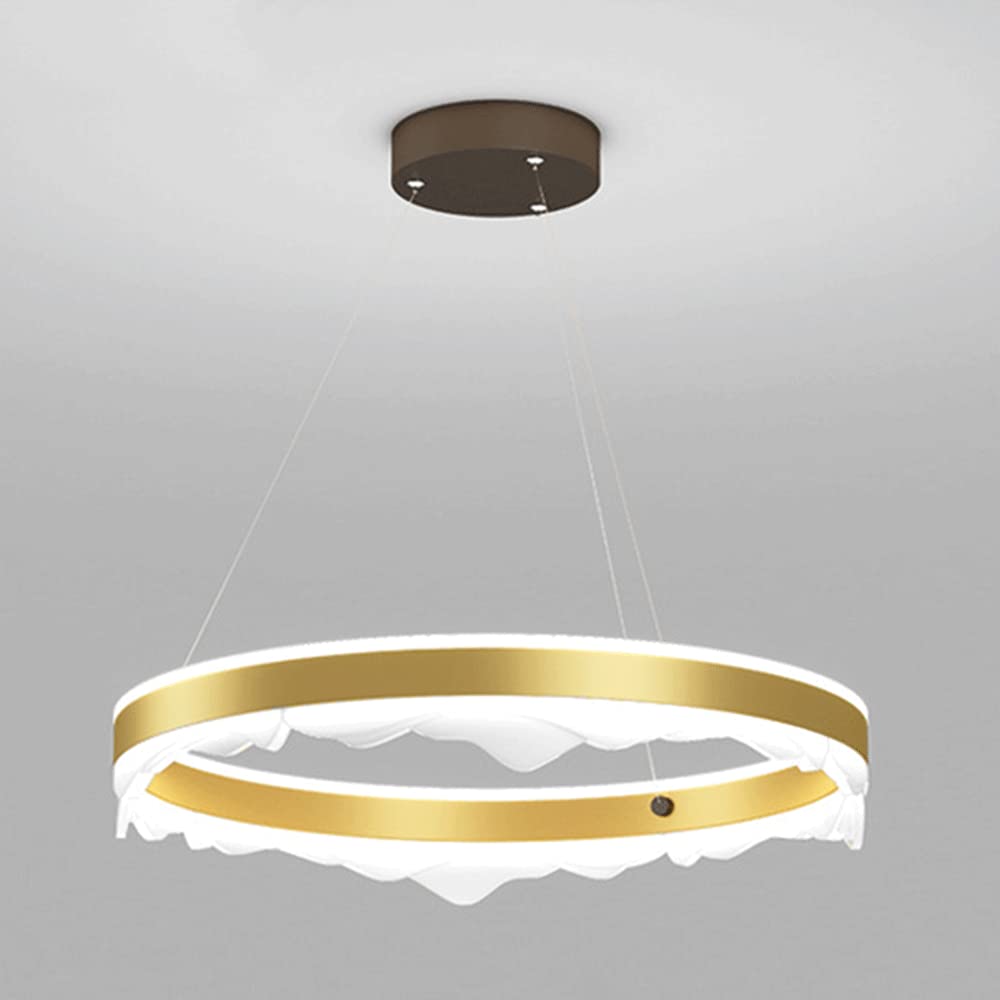 Lustre LED moderne 32W à anneau doré avec diffuseur acrylique fixe