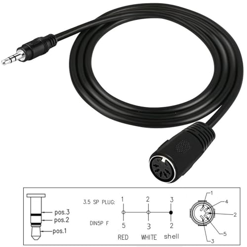 Adaptador 5Pin DIN Hembra a Jack 3.5mm Macho 1.5 m miniatura 6