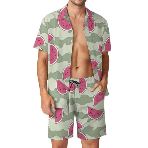 Pantalon de plage pastèque camouflée chemise hawaïenne hommes S