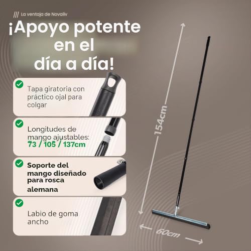 Extractor de agua para suelo y ventanas Novaliv de 60 cm con mango largo de 137 cm 3
