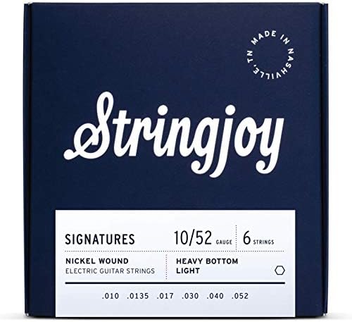 Stringjoy HVY10 Signature Nickel Electric Guitar Strings, (Heavy Bottom Light Gauge - 10-52)