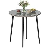 Outsunny Gartentisch Stahl 80 x 80 x 74 cm Buffettisch mit Stahlrahmen, PE-Rattan-Rand, verstellbaren Füßen, 4 Personen Campingtisch Balkontisch Outdoor Esstisch für Garten, Terrasse, Balkon, Grau