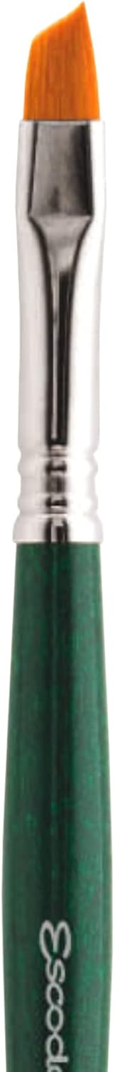 Escoda Barroco Series 1570 Artist Watercolor & Acrylic Paint Brush, Synthetic Gold Taklon Filament, Angle, Size 16