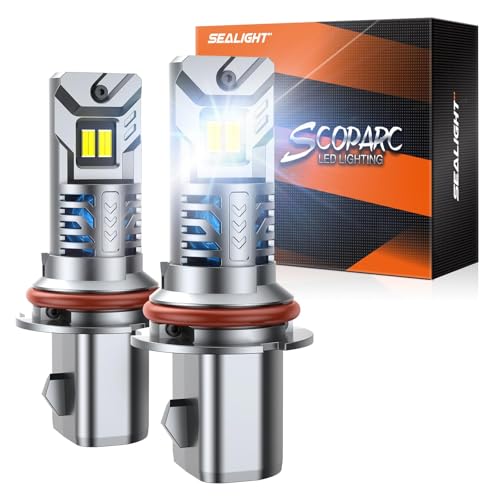 Image of SEALIGHT S2S 9004 Light Bulbs, 40000LM Super Brighter, 6500K Pure White 9005 H11 Bulbs with Cooling Fan, 60K+ Hours Lifespan, 2-Pack for Powersports /ATV Lamps