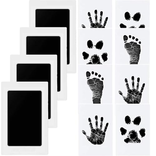 4 stycken tasstryck set hund katt, fotavtryck handavtryck baby set avtrycksset för att skapa permanenta minnen, fotavtryck baby perfekt för djurägare föräldrar enkel gör-det-själv minnessats