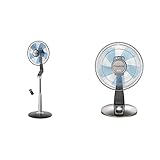 Rowenta VU5670 Turbo Silence Oscillating Fan, Standing Fan, 5 Speed Fan with Remote Control & VU2531 Turbo Silence Oscillating 12-Inch Table Fan Powerful and Quiet, 4-Speed, Bronze