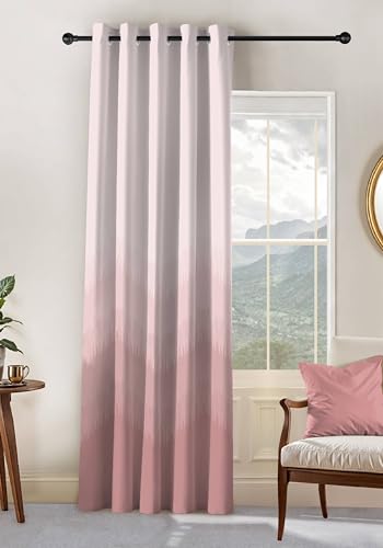 Image of Kivo Digital Print 85% Blackout Curtains for Door /Window, Thermal Insulated, Tie Back, Wider Width 50 in, Eyelet Curtains for Living Room /Bedroom (Pink 7 ft Set of 1)