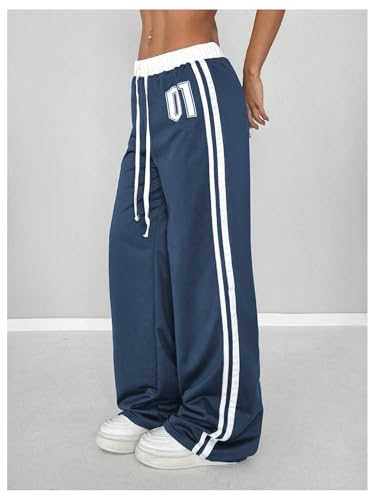 SOLY HUX Women's Drawstring Waist Sports Sweatpants Retro Wide Leg Baggy Pants Streetwear2