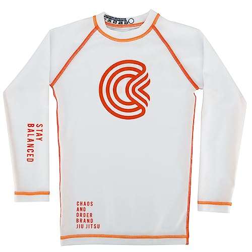 Chaos and Order Kid's Base Label V2 Long Sleeve BJJ Rashguard - Large - White