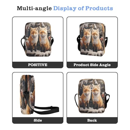 Crossbody Bag Cute Fox Christmas Messenger Bag for Women Men Purse Shoulder Bag Satchel Bag with Adjustable Strap 202b13654