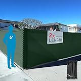FenceScreen 6ft x 100ft Green Fence Privacy Screen Raw - 85% Blockage Windscreen for Temporary Fence with 100 Fence Fasteners Included