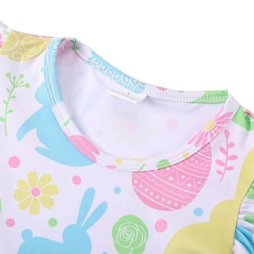 Easter Toddler Girls Dress Bunny Rabbit Easter Eggs Print Dresses Flutter Sleeve Clothes 3-8Y3
