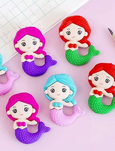 Image of Radiance 12 Pcs Mermaid Shape Erasers for Kids | Cute Pencil Erasers for Girls | Fun Stationery for School & Birthday Return Gifts | Random Designs & Colors