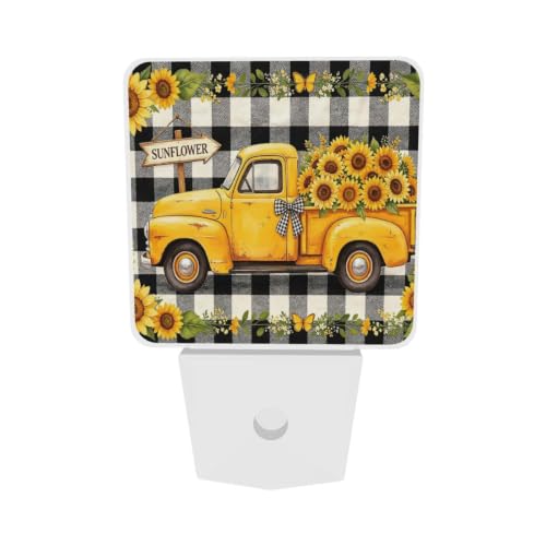 Image of Sunflower Gnome Trucks LED Plug-in Night Lamp Set of 2 for Bedroom
