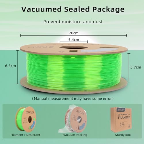 Image of 3DHojor TPU Filament 1.75mm TUP95A 3D Printer Filament Flexible Soft 3D Filament 1KG (2.2lbs) fit Most FDM 3D Printers Dimensional Accuracy + /- 0.03 mm-Transparent Green