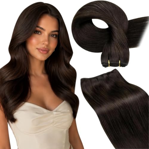 LaaVoo Extensions cheveux 18 po 100g, brun foncé