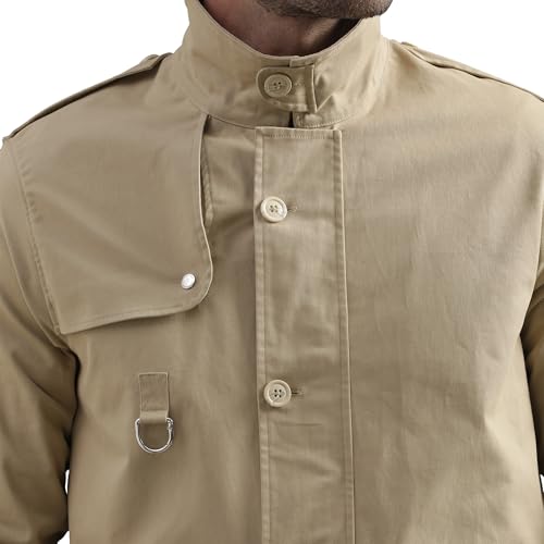 Image of Royal Enfield Men's Cotton Blend Standard Length Jacket (JKS240008 Beige L)