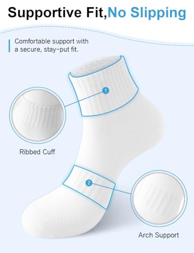 Image of Womens Ankle Socks Cotton Mini Crew Cushioned Running Workout Socks 6 Pairs
