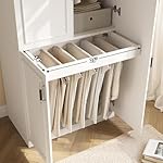 Armoire Wardrobe Closet with 4 Door, 74.8" Large Wardrobe Cabinet with Hanging Rod, Freestanding Modern Bedroom Armoire Storage Cabinet, White - Image 5