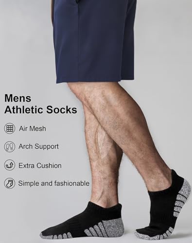 Mens Ankle Athletic Running Socks Low Cut Sports Cushioned Socks for Men 6 Pairs3