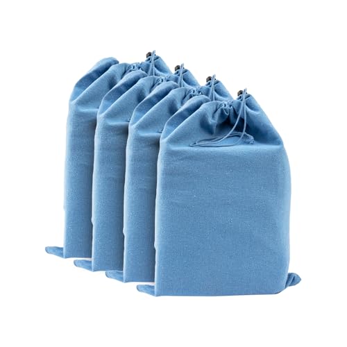 Image of LFH Cotton Rich Shoe Storage Bags with Drawstring, Dustproof Breathable Reusable Organizer, Perfect For Travel, Dorm, Hotel, College, Gym, Easy to Carry, Machine Washable 8 inchx17 inch (Pack of 4) - Sky Blue