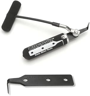 UltraWiz® 3005-K UltraOne Standard Knife Kit with Pull Cable – Auto Glass Windshield Cut-Out Tool with Stainless Steel Cable, Foam Grip Handle, Easy Blade Change – Professional Removal Knife