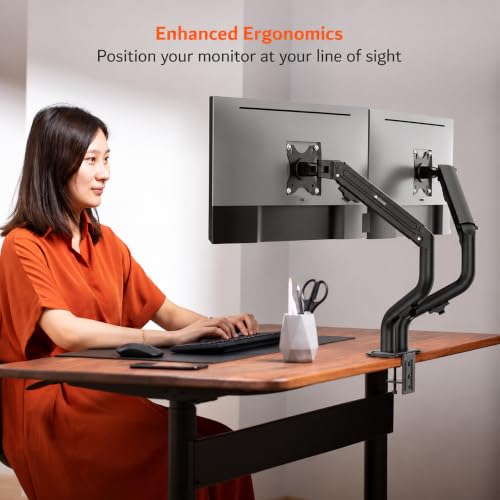 Image of ARTIKEL Monitor Desk Mount Adjustable Spring Assisted Monitor Arm VESA Mount with C Clamp Grommet Mounting Base Computer Monitor Stand (Curve Black, Dual)