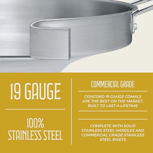 CONCORD Stainless Steel 3 Piece 22" Comal Cookware Set. Comales Discada Set by Concord - Image 5