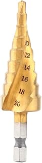 Step Drill Bit, High Speed Steel Titanium Coated Spiral Flute Hex Shank Stepped Cone Drill Bit, for Thin Iron Sheet Aluminum PVC Wood Board(4-20mm)