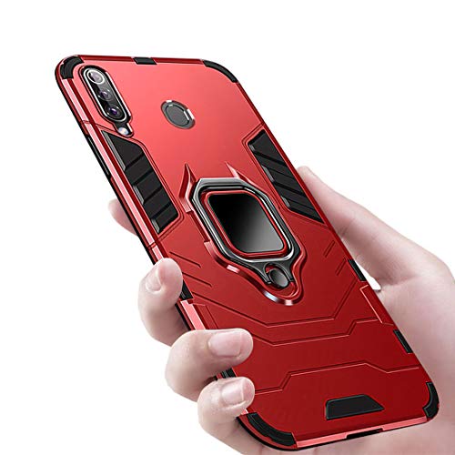 Fetrim Custodia per Galaxy Note 20, Cover PC TPU Cassa Shell Supporto di Anello Rotante Case per Samsung Galaxy Note 20 Rosso