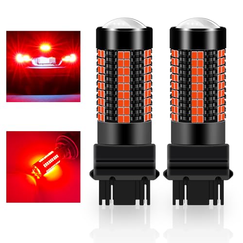 Teguangmei 3157 T25 P27/7W Lampadine LED per Auto 5W Super Luminosi Rosso 3020 126SMD LED Freno di Retromarcia Coda Stop Fendinebbia Posteriore Luce di Posizione 12-24V (2 PCS)