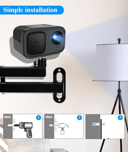 Image of Projector Stand Wall Mount, 360 Degree Adjustable Projector Wall Mount, Adjustable Ceiling and Wall Mount Bracket with 35cm Arms for Home Theater, Secure and Stable Installation