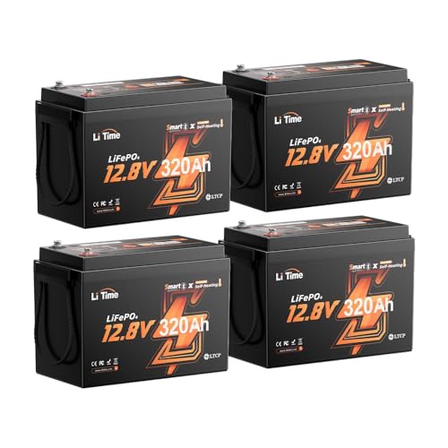 Image of Litime 12V 320Ah Mini LiFePO4 Battery with Self-Heating for RV (4 Packs)