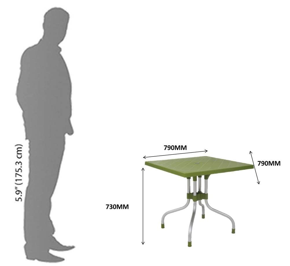 HomiQ Supreme Olive 4 Seater Foldable Square Plastic Dining Table for Cafe, Garden, Office | Indoor&Outdoor Use | (Color: Mehndi Green; Qnt: 1 Pc.) 1