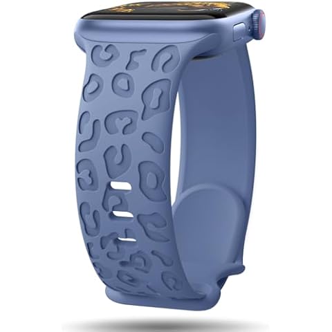 2024 Upgraded Luxury Leopard Engraved Bands Designed for Apple Watch Bands 38mm 40mm 41mm 42mm 44mm 45mm 49mm Women Men, Cheetah Sport Straps for iWatch Series 9 Ultra 8 7 6 5 4 3 2 1 SE Cover