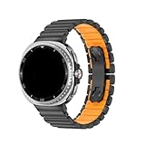 Cinturino da polso da uomo Cinturino in caucciù in titanio fit for Samsung Galaxy Watch Ultra、8 Classic 46mm 8 44mm 40mm(Black orange,Galaxy 8Classic 46mm)