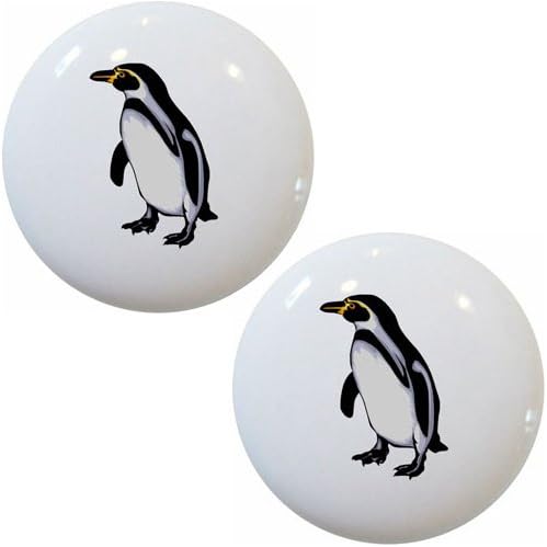 Set of 2 Penguin Ceramic Cabinet Drawer Pull Knobs