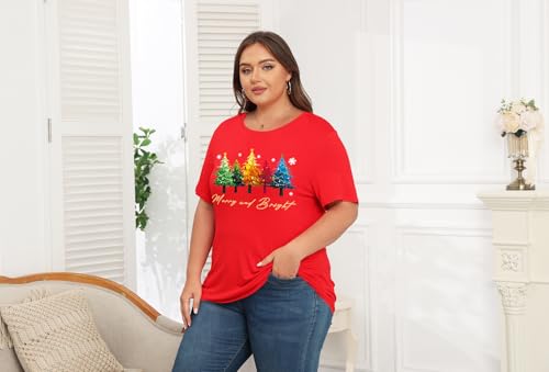 Image of ForHailey Women's Plus Size St Patricks Day T-Shirt Women Lucky Clover Graphic Irish Tee Casual Short Sleeve Graphic Tees