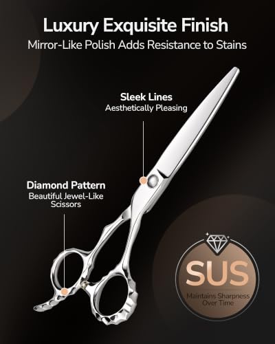 Image of ULG Professional Hair Cutting Scissors & Shears, 6.5 inch 440C Japanese Stainless Steel Barber Scissors, Hand-Honed Razor Sharp Blades & Ergonomic Offset Handle for Salon & Home Use
