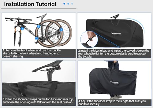 CamGo Folding Bike Travel Bag Bicycle Carrier Case Outdoors Cycling Transport Carrying Bag for up to 27.5 inch Bikes (Black-27.5inch) - Thumbnail 7