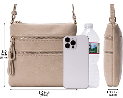 Image of Solene Small Multi Zipper Pocket Crossbody Bag with Adjustable Strap, Lightweight Travel Purse, Daily Small Messenger Pouch