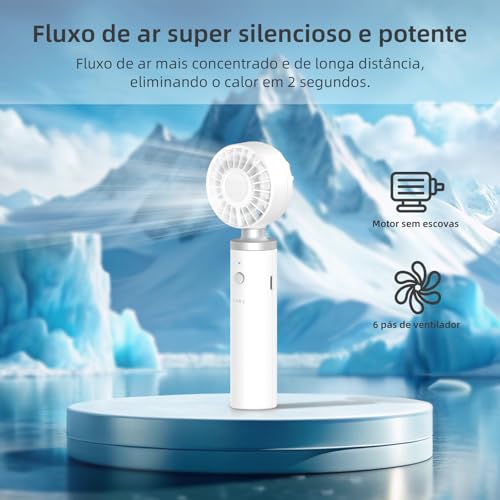 EZRA Mini Ventilador de Mao Portatil Recarregavel Tipo C, 8 Horas, Super Silencioso 3 Velocidades Su