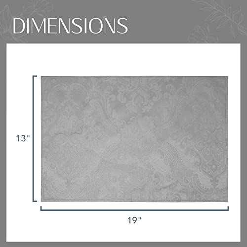 Elrene Home Fashions Caiden Elegance Damask Fabric Placemats (Set of 4), 13" x 19", Silver - Image 4