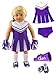 American Fashion World Purple Cheerleading Outfit for 18-Inch Dolls | Accessories Included | Premium Quality & Trendy Design | Dolls Clothes | Outfit Fashions for Dolls for Popular Brands