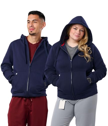 Peelz Noah Full Zipper Hoodie for Men & Women - Unisex Luxury Fleece Zip Up Jacket with Hood & 2 Pockets, Comfort Fit
