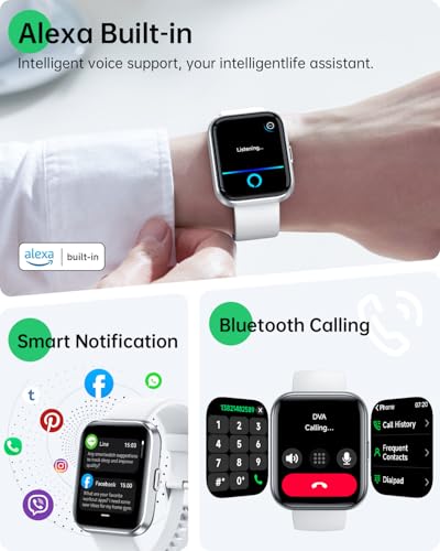 WMK Smart Watches for Women Men (Android/iPhone), 1.83" HD Alexa Smart Watch with Bluetooth Calls/Messages/Reminders, 24/7 Heart Rate/SpO2 Monitor Watch, 120+ Sport Modes Fitness Tracker Watch, Gift — view 2