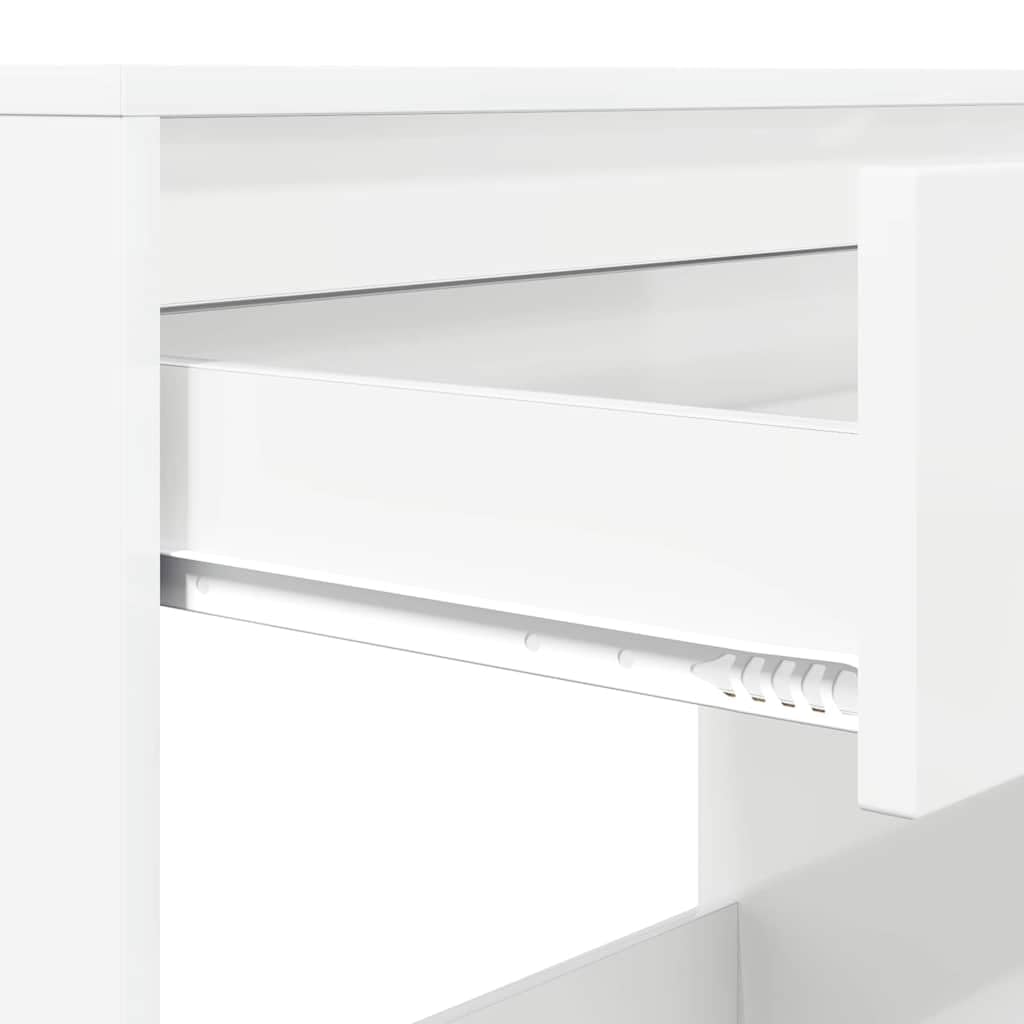 Scrivania Porta PC con Cassetto Bianco Lucido 100x50x78 cm | Tavolo da lavoro compatto per studio e camera da letto, con piano lucido facile da pulire e cassetto per cancelleria.