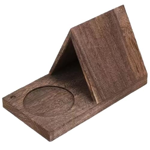 Soporte para libros triangular de madera con base de taza para un café y lectura en casa